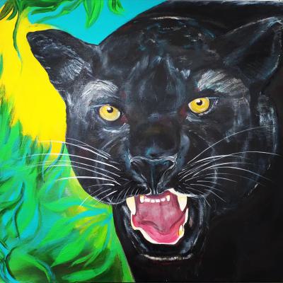Sylvia Frey Black Panther 70x70cm Acryl